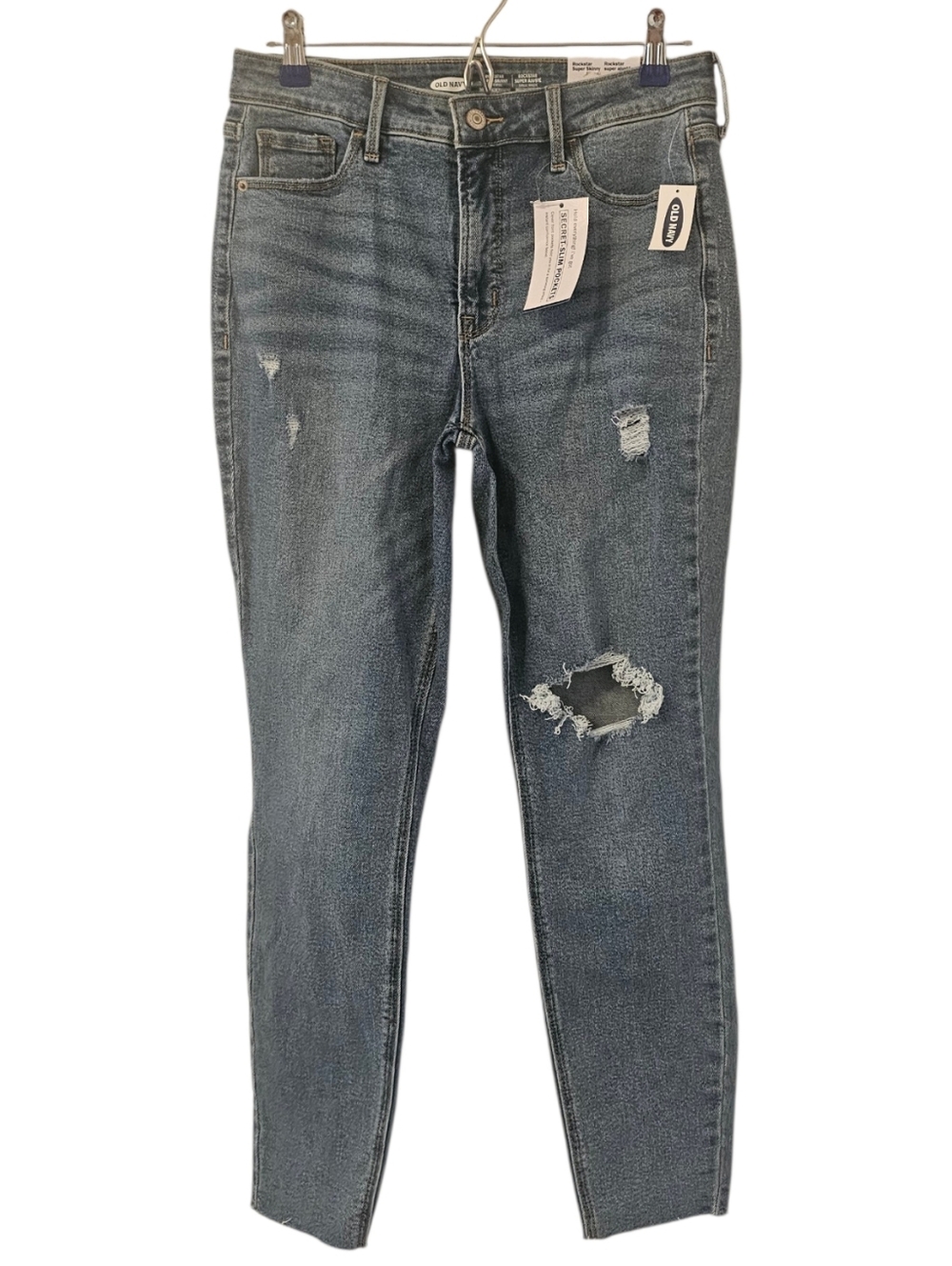 Blue Old Navy Women's High-Rise Rockstar Super Skinny Ripped Ankle Jeans